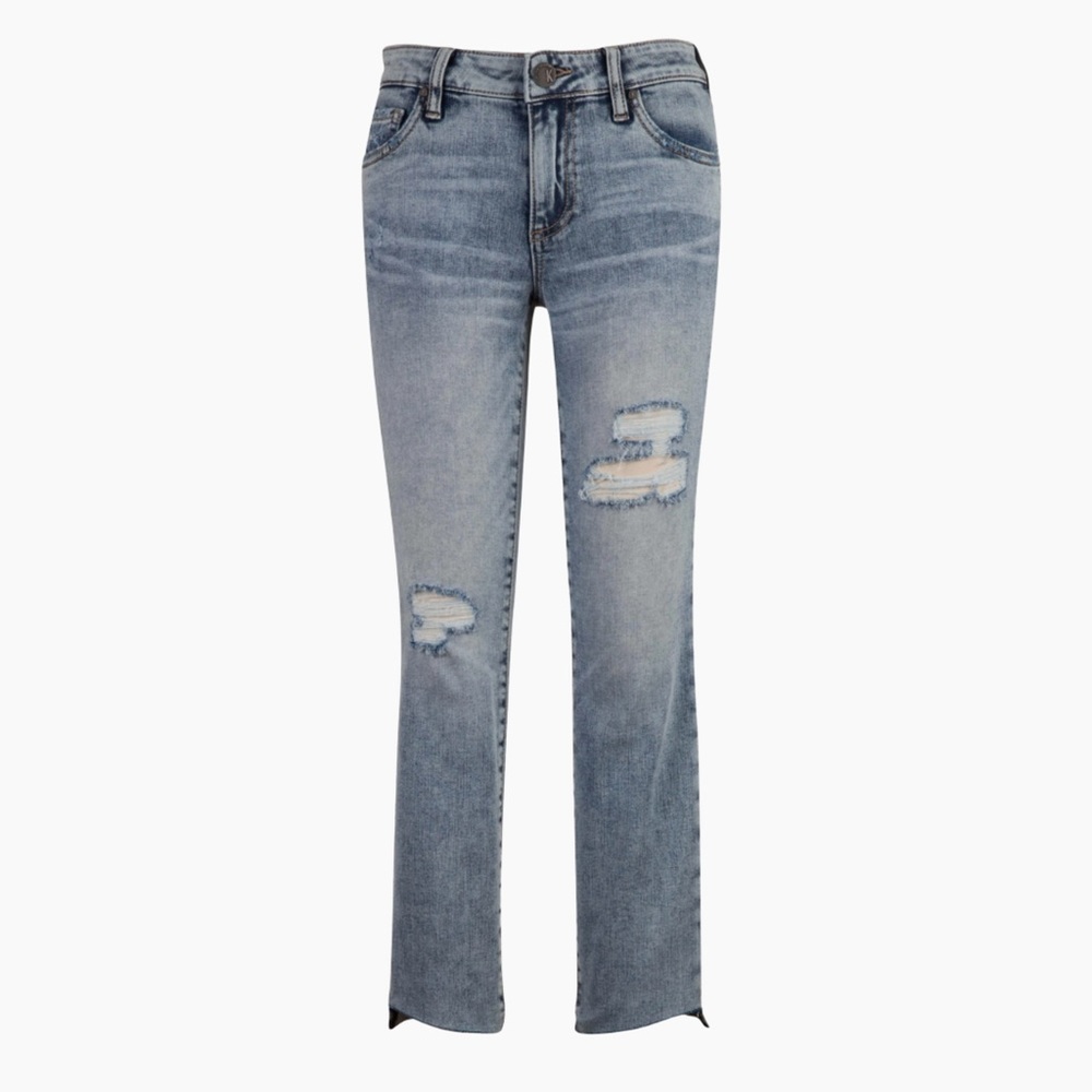 Reese Ankle Slant Raw Hem denim